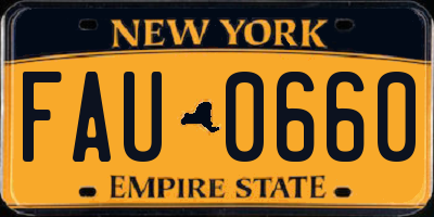 NY license plate FAU0660