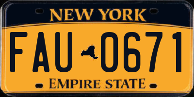 NY license plate FAU0671