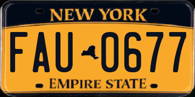 NY license plate FAU0677