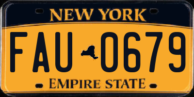 NY license plate FAU0679