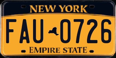 NY license plate FAU0726