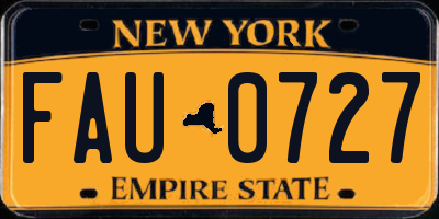 NY license plate FAU0727