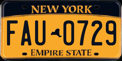 NY license plate FAU0729