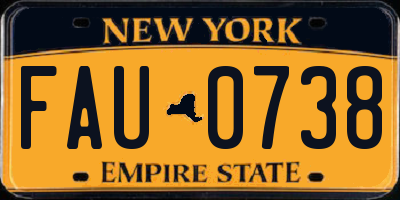 NY license plate FAU0738