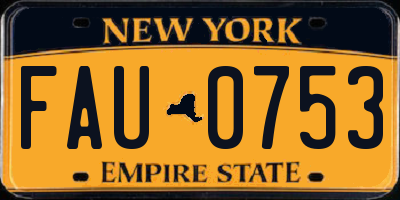 NY license plate FAU0753