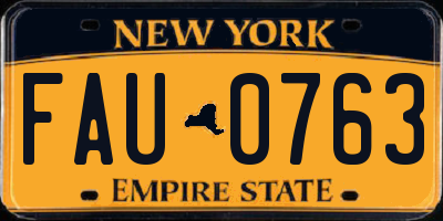 NY license plate FAU0763