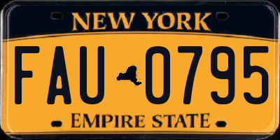 NY license plate FAU0795
