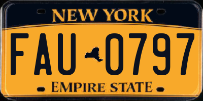 NY license plate FAU0797