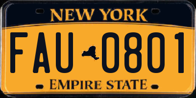 NY license plate FAU0801