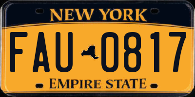 NY license plate FAU0817