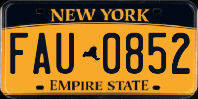 NY license plate FAU0852