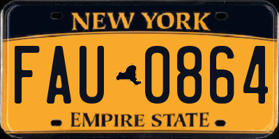 NY license plate FAU0864