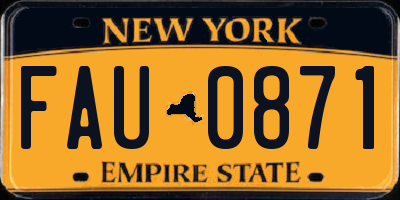 NY license plate FAU0871