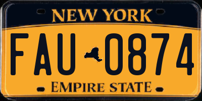 NY license plate FAU0874