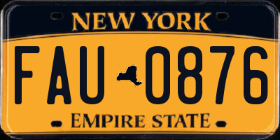 NY license plate FAU0876