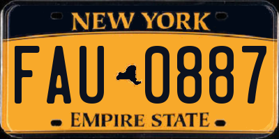 NY license plate FAU0887