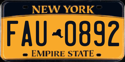 NY license plate FAU0892