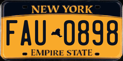 NY license plate FAU0898