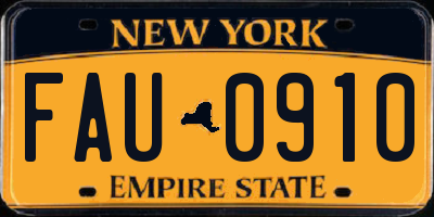 NY license plate FAU0910