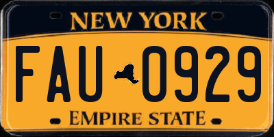 NY license plate FAU0929