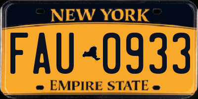 NY license plate FAU0933