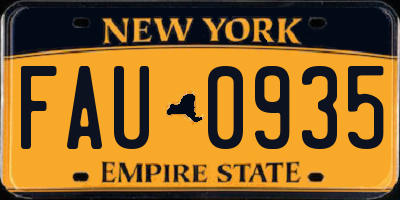 NY license plate FAU0935