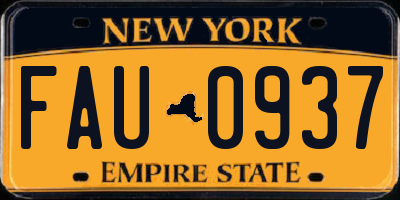 NY license plate FAU0937