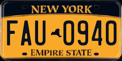 NY license plate FAU0940