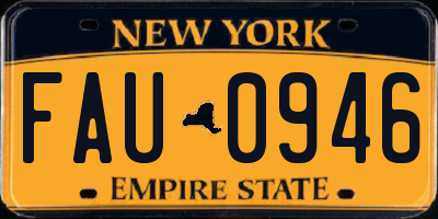 NY license plate FAU0946