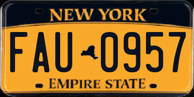 NY license plate FAU0957
