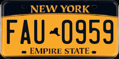 NY license plate FAU0959