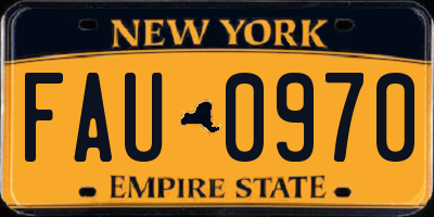 NY license plate FAU0970