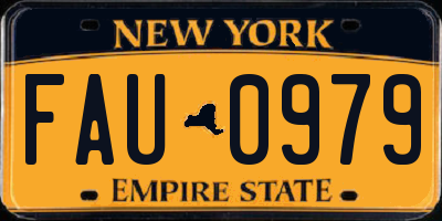 NY license plate FAU0979