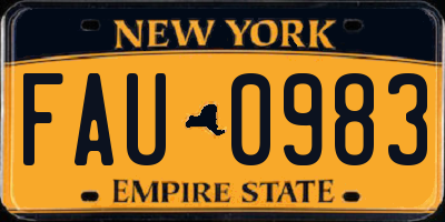 NY license plate FAU0983