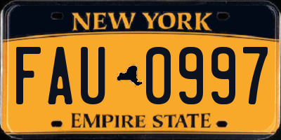 NY license plate FAU0997