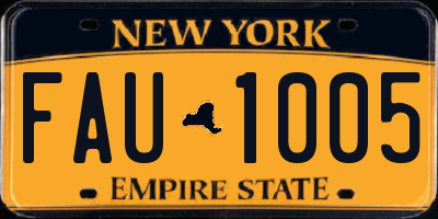 NY license plate FAU1005