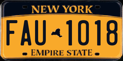 NY license plate FAU1018