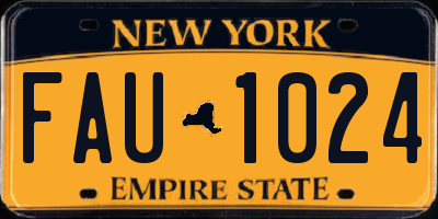 NY license plate FAU1024