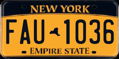 NY license plate FAU1036