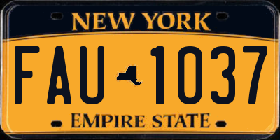 NY license plate FAU1037
