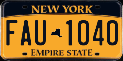 NY license plate FAU1040