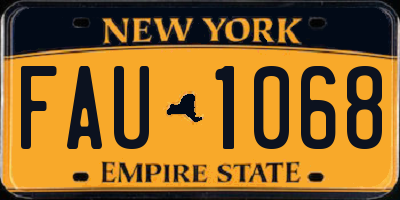 NY license plate FAU1068