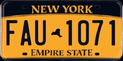 NY license plate FAU1071