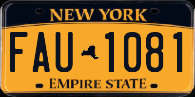 NY license plate FAU1081