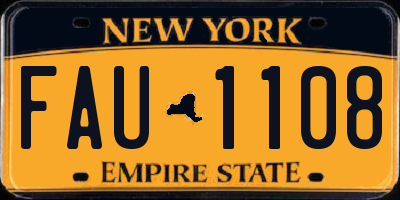 NY license plate FAU1108