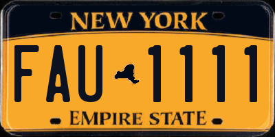 NY license plate FAU1111