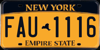 NY license plate FAU1116