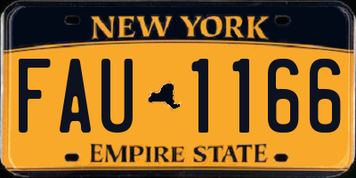 NY license plate FAU1166