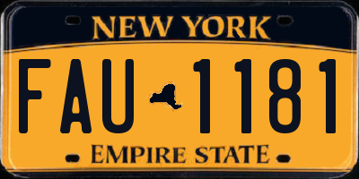 NY license plate FAU1181