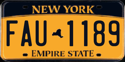 NY license plate FAU1189